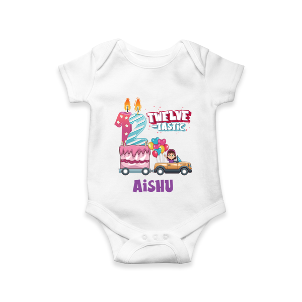 Celebrate 1 Year with Custom Romper | Personalized Newborn Outfit | Soft Cotton Comfort - WHITE - New Born (Chest 14")