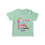 Celebrate Your Kids 12th Year Birthday With "TWELVE-TASTIC" - Personalized Birthday T-Shirts with Customized Name For Girls - MINT GREEN - 0-5 Months Old (Chest 17")