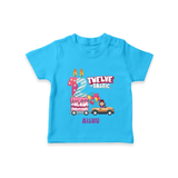 Celebrate Your Kids 12th Year Birthday With "TWELVE-TASTIC" - Personalized Birthday T-Shirts with Customized Name For Girls - SKY BLUE - 0-5 Months Old (Chest 17")