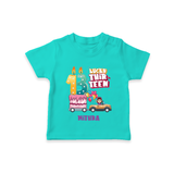 Celebrate Your Kids 13th Year Birthday With "LUCKY THIR-TEEN" - Personalized Birthday T-Shirts with Customized Name For Girls - TEAL - 0-5 Months Old (Chest 17")