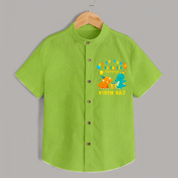Custom Name Shirt for 3 Year Old | Comfortable Cotton Tee - LIME GREEN - 0 - 6 Months Old (Chest 23")