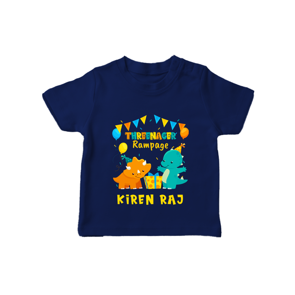 Custom 3 Year Old T Shirt | Stylish Cotton Tee for Kids - NAVY BLUE - 0-5 Months Old (Chest 17")