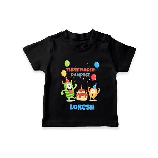3rd Birthday T Shirt | Personalized Name Kids Tee - BLACK - 0-5 Months Old (Chest 17")