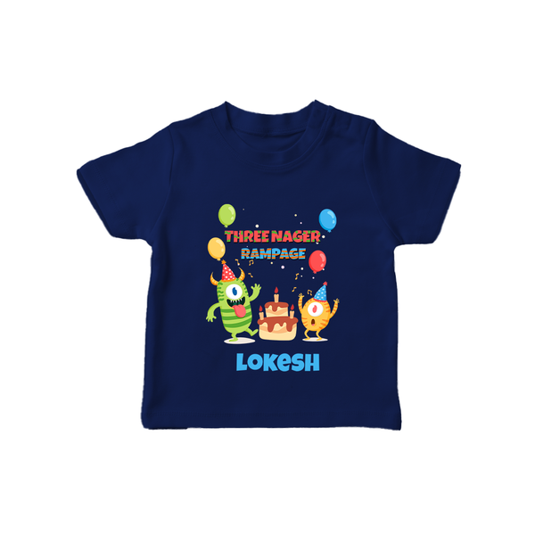 3rd Birthday T Shirt | Personalized Name Kids Tee - NAVY BLUE - 0-5 Months Old (Chest 17")