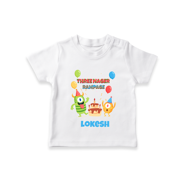 3rd Birthday T Shirt | Personalized Name Kids Tee - WHITE - 0-5 Months Old (Chest 17")