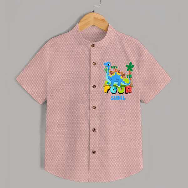 4 Year Old Birthday Shirt | Fun and Playful Custom Shirt - PEACH - 0 - 6 Months Old (Chest 23")