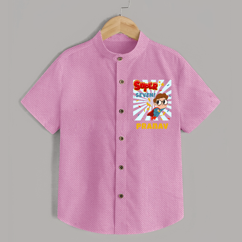 Custom Name Shirt for 7 Year Old | Trendy Cotton Tee - BABY PINK - 0 - 6 Months Old (Chest 23")