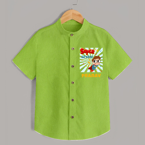 Custom Name Shirt for 7 Year Old | Trendy Cotton Tee - LIME GREEN - 0 - 6 Months Old (Chest 23")