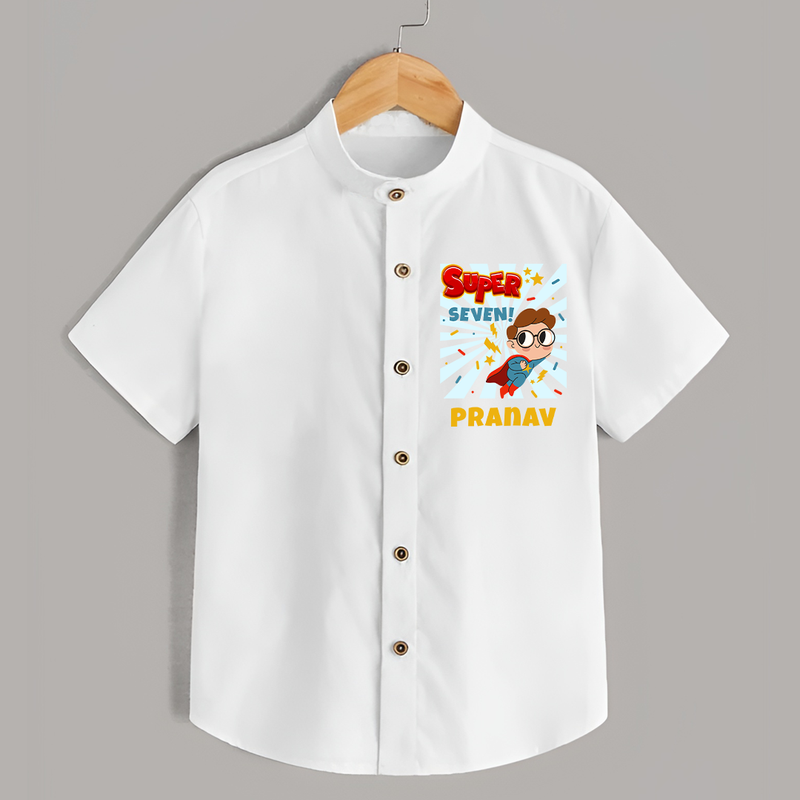 Custom Name Shirt for 7 Year Old | Trendy Cotton Tee - WHITE - 0 - 6 Months Old (Chest 23")