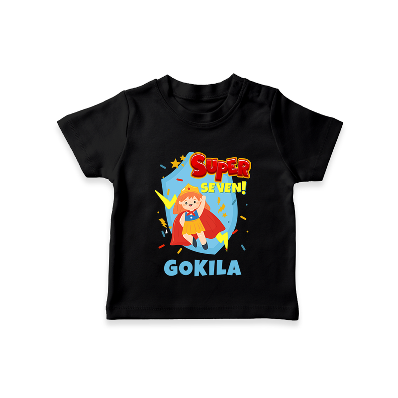 7th Birthday T Shirt | Fun Cotton Kids T Shirt - BLACK - 0-5 Months Old (Chest 17")