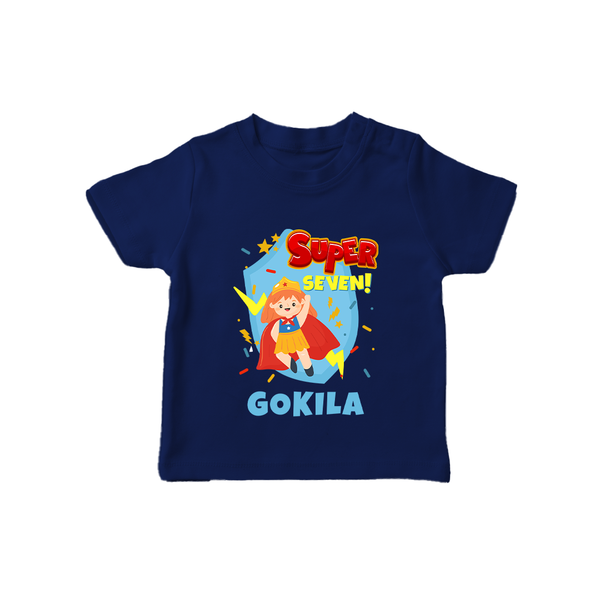 7th Birthday T Shirt | Fun Cotton Kids T Shirt - NAVY BLUE - 0-5 Months Old (Chest 17")