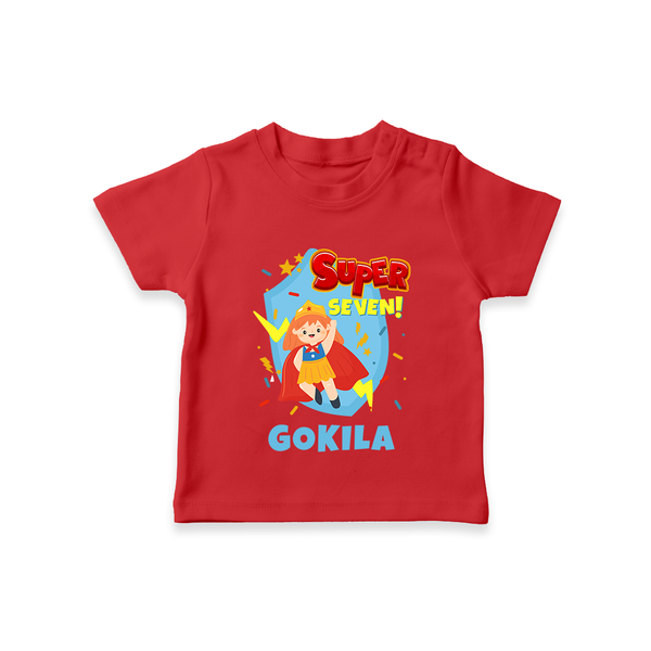 7th Birthday T Shirt | Fun Cotton Kids T Shirt - RED - 0-5 Months Old (Chest 17")