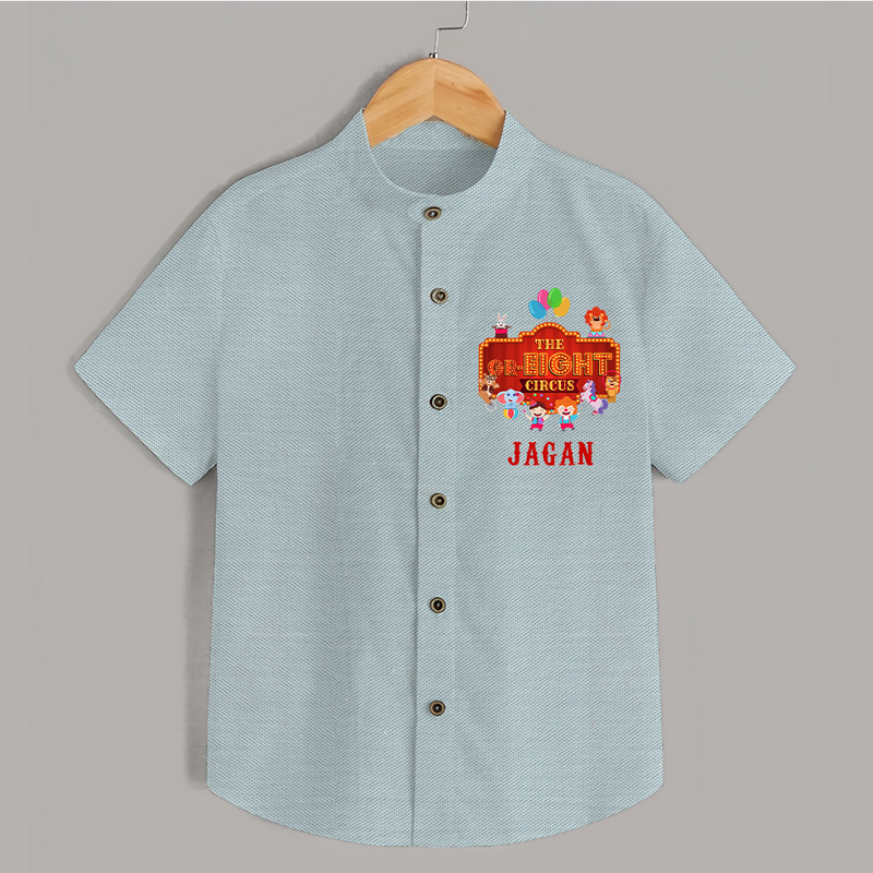 Stylish Name Shirt for 8 Year Old | Cool Kids Cotton Shirt - ARCTIC BLUE - 0 - 6 Months Old (Chest 23")