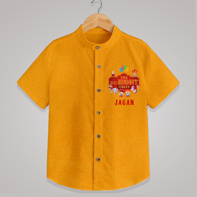 Stylish Name Shirt for 8 Year Old | Cool Kids Cotton Shirt - CHROME YELLOW - 0 - 6 Months Old (Chest 23")