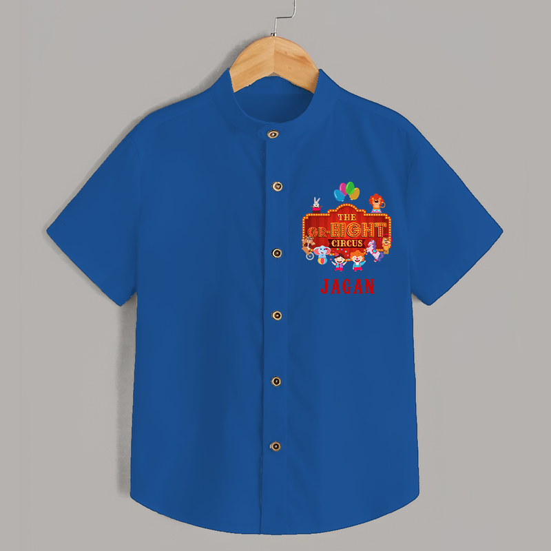 Stylish Name Shirt for 8 Year Old | Cool Kids Cotton Shirt - COBALT BLUE - 0 - 6 Months Old (Chest 23")