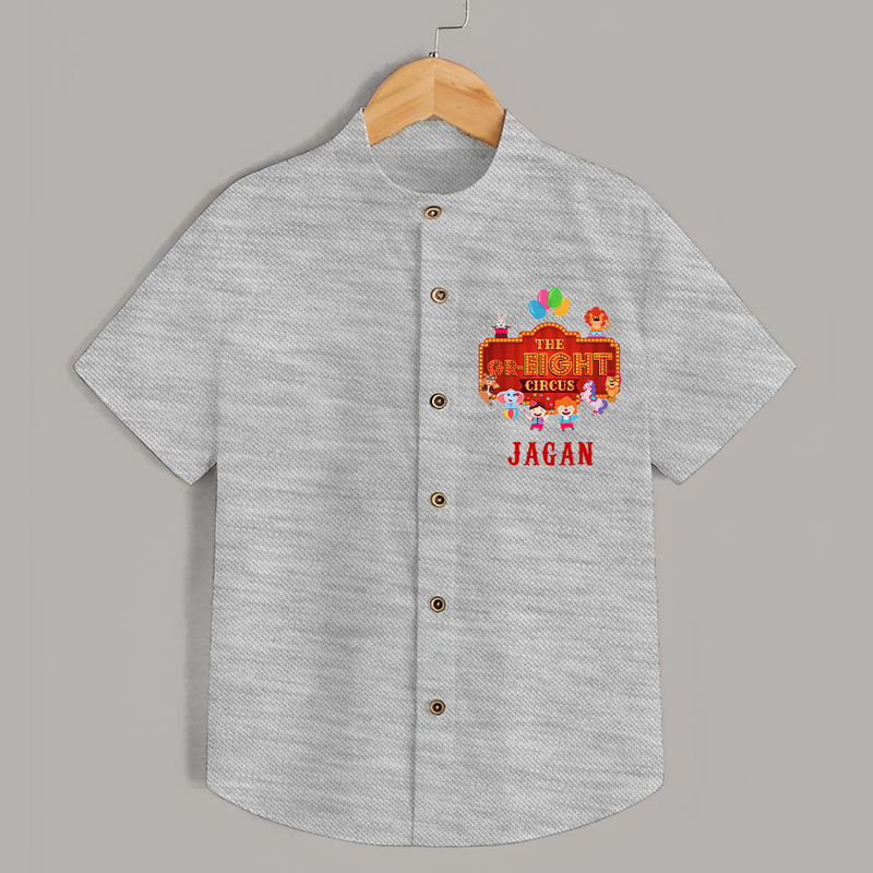 Stylish Name Shirt for 8 Year Old | Cool Kids Cotton Shirt - GREY - 0 - 6 Months Old (Chest 23")