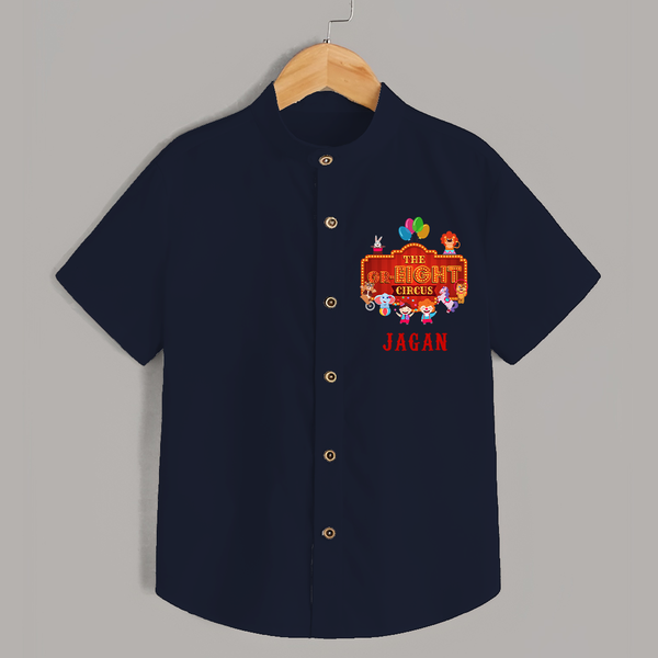 Stylish Name Shirt for 8 Year Old | Cool Kids Cotton Shirt - NAVY BLUE - 0 - 6 Months Old (Chest 23")