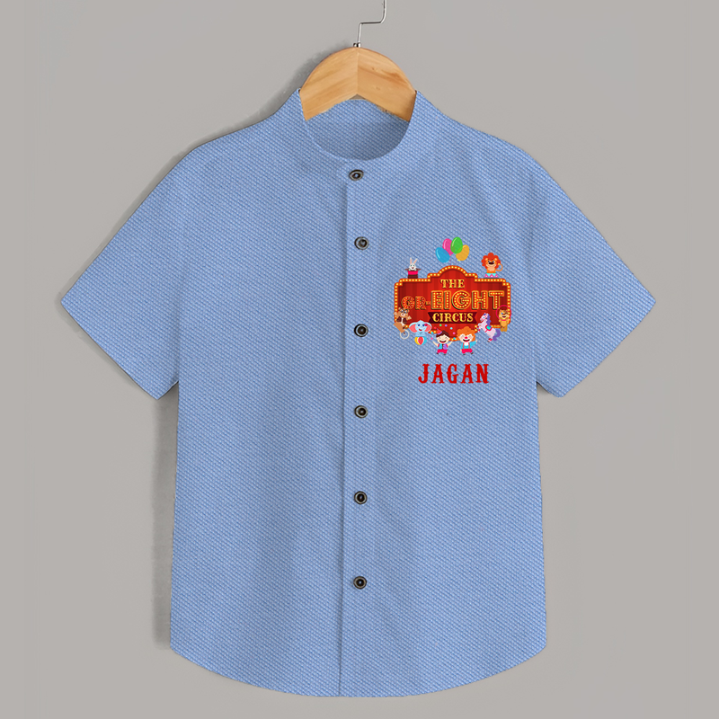 Stylish Name Shirt for 8 Year Old | Cool Kids Cotton Shirt - SKY BLUE - 0 - 6 Months Old (Chest 23")