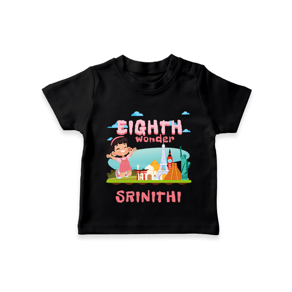 8th Birthday T Shirt for Kids | Custom Name Print - BLACK - 0-5 Months Old (Chest 17")