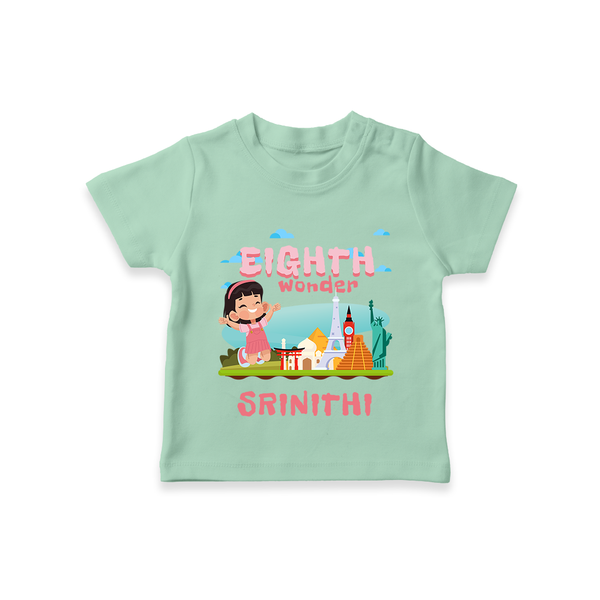 8th Birthday T Shirt for Kids | Custom Name Print - MINT GREEN - 0-5 Months Old (Chest 17")