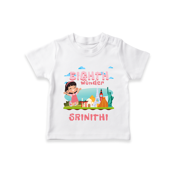8th Birthday T Shirt for Kids | Custom Name Print - WHITE - 0-5 Months Old (Chest 17")