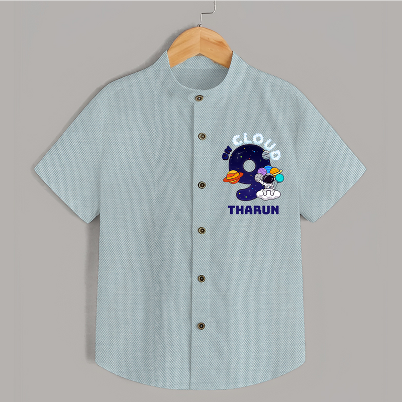 Custom Name Shirt for 9 Year Old | Cool Cotton Kids Shirt - ARCTIC BLUE - 0 - 6 Months Old (Chest 23")