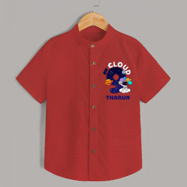 Custom Name Shirt for 9 Year Old | Cool Cotton Kids Shirt - RED - 0 - 6 Months Old (Chest 23")