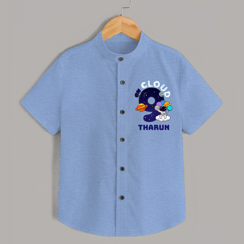 Custom Name Shirt for 9 Year Old | Cool Cotton Kids Shirt - SKY BLUE - 0 - 6 Months Old (Chest 23")