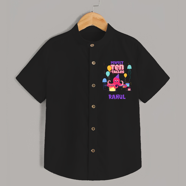 Personalized Name Shirt for 10 Year Old | Stylish Cotton Tee - BLACK - 0 - 6 Months Old (Chest 23")