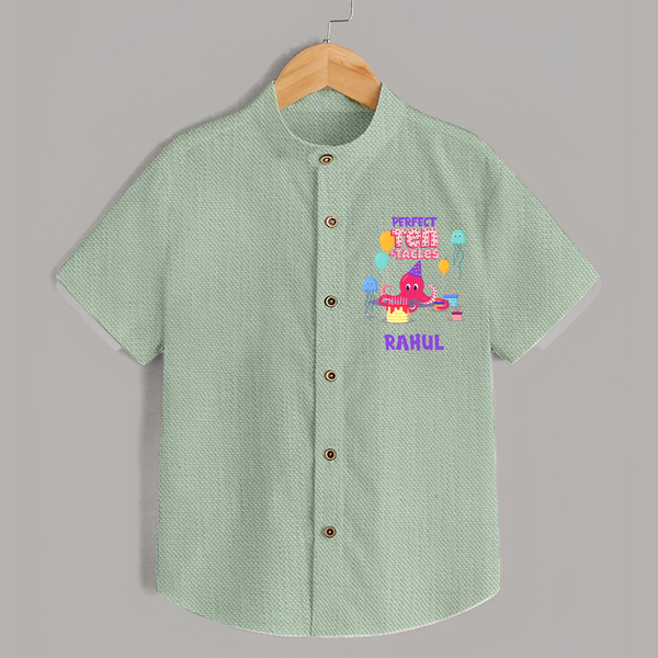 Personalized Name Shirt for 10 Year Old | Stylish Cotton Tee - MINT GREEN - 0 - 6 Months Old (Chest 23")