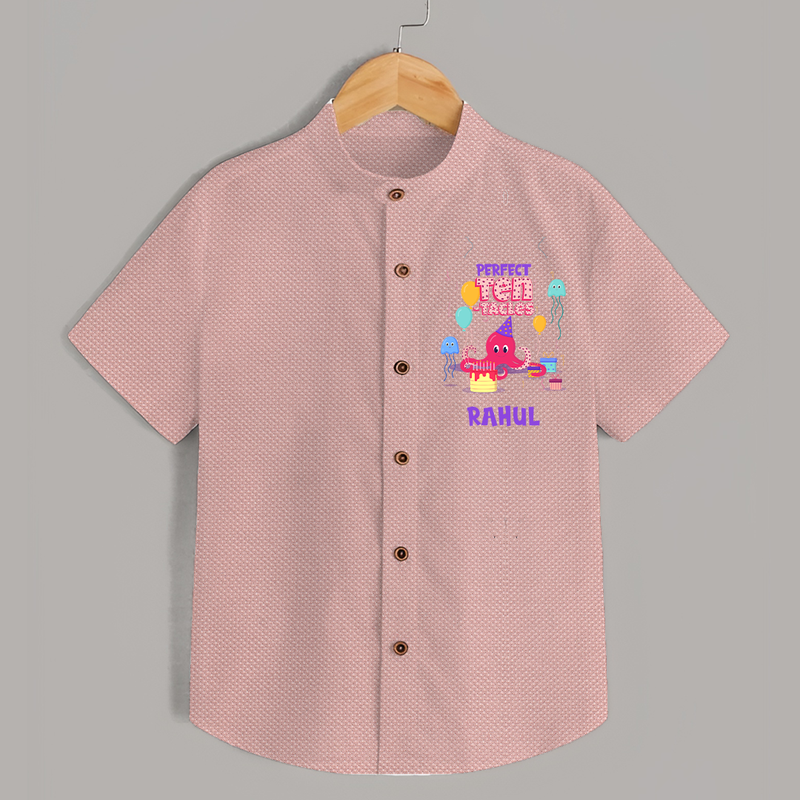 Personalized Name Shirt for 10 Year Old | Stylish Cotton Tee - PEACH - 0 - 6 Months Old (Chest 23")