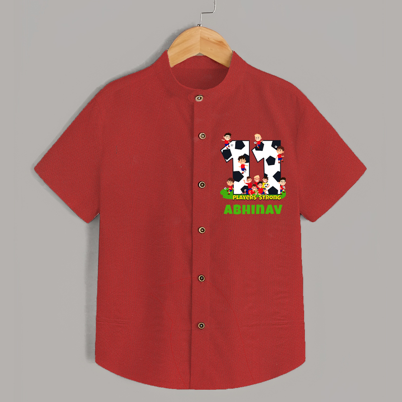 Custom Name Shirt for 11 Year Old | Stylish Kids Cotton Tee - RED - 0 - 6 Months Old (Chest 23")