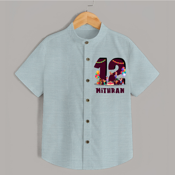 Personalized Name Shirt for 12 Year Old | Trendy Kids Shirt - ARCTIC BLUE - 0 - 6 Months Old (Chest 23")