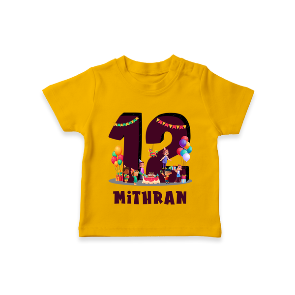 Personalized 12 Year Old T Shirt | Soft Cotton Kids Tee - CHROME YELLOW - 0-5 Months Old (Chest 17")