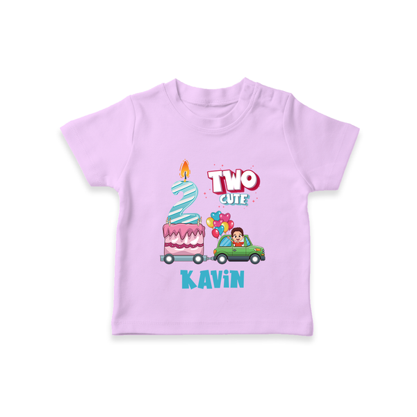 2nd Birthday T Shirt for Baby | Name Printed T Shirt - LILAC - 0-5 Months Old (Chest 17")