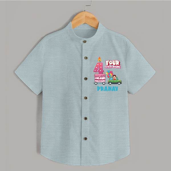 Trendy Cotton Shirt for 4 Year Old | Great for Daily Wear - ARCTIC BLUE - 0 - 6 Months Old (Chest 23")