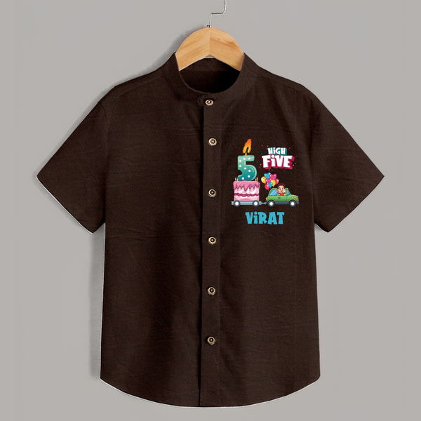 Custom Name Shirt for 5 Year Old | Perfect for Parties - CHOCOLATE BROWN - 0 - 6 Months Old (Chest 23")