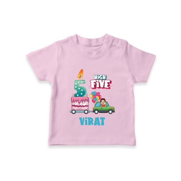 5th Birthday T Shirt | Cool Cotton Tee for Kids - BABY PINK - 0-5 Months Old (Chest 17")