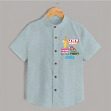 7th Birthday Shirt for Kids | Personalized Name Print - ARCTIC BLUE - 0 - 6 Months Old (Chest 23")