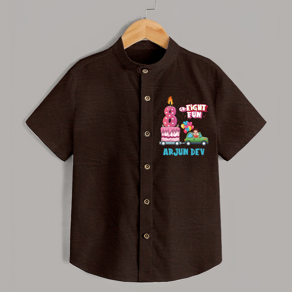Fun Shirt for 8 Year Old | Name Print and Everyday Style - CHOCOLATE BROWN - 0 - 6 Months Old (Chest 23")