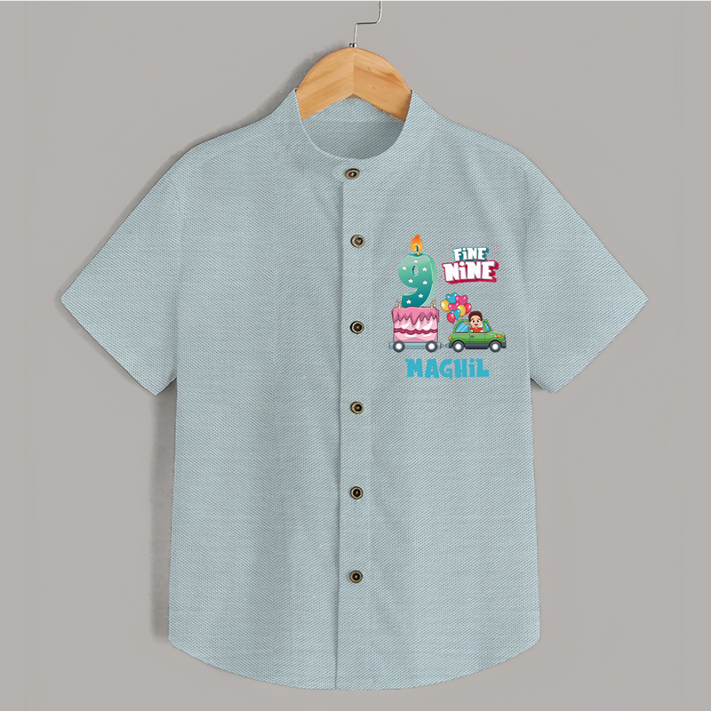 9 Year Old Birthday Shirt | Personalized Name Shirt - ARCTIC BLUE - 0 - 6 Months Old (Chest 23")