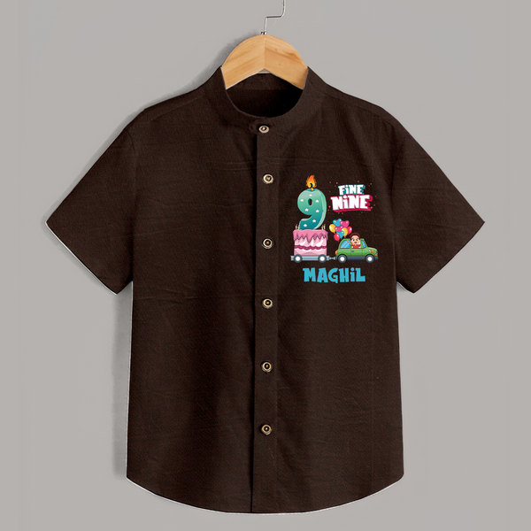 9 Year Old Birthday Shirt | Personalized Name Shirt - CHOCOLATE BROWN - 0 - 6 Months Old (Chest 23")