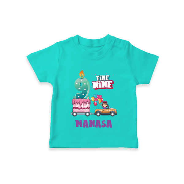 Fun 9 Year Old T Shirt | Personalized Cotton Tee - TEAL - 0-5 Months Old (Chest 17")