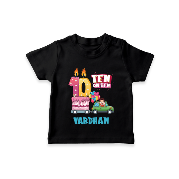 10th Birthday T Shirt for Kids | Custom Name Print - BLACK - 0-5 Months Old (Chest 17")