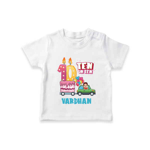10th Birthday T Shirt for Kids | Custom Name Print - WHITE - 0-5 Months Old (Chest 17")