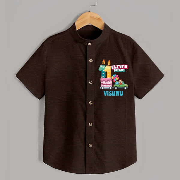 Trendy 11 Year Old Shirt | Personalized Birthday Shirt - CHOCOLATE BROWN - 0 - 6 Months Old (Chest 23")