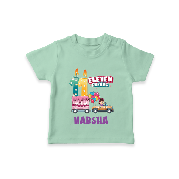 Stylish 11 Year Old T Shirt | Personalized Name Print - MINT GREEN - 0-5 Months Old (Chest 17")