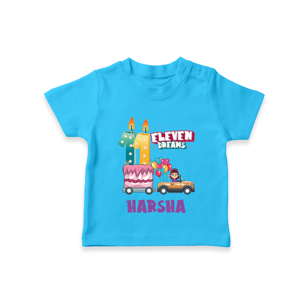 Stylish 11 Year Old T Shirt | Personalized Name Print - SKY BLUE - 0-5 Months Old (Chest 17")