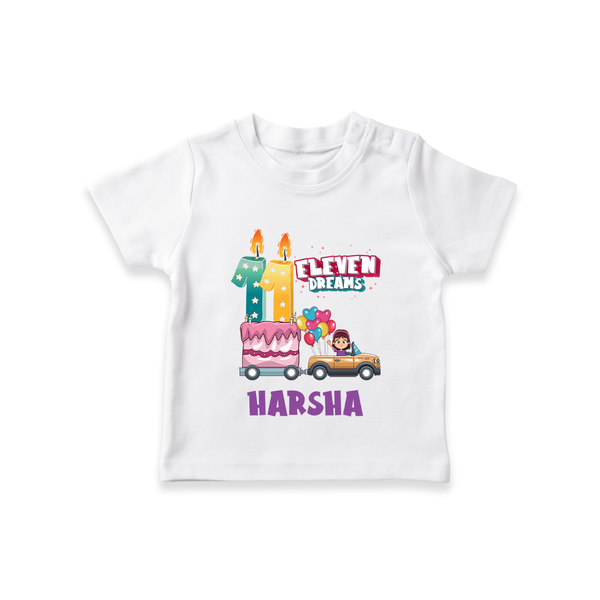 Stylish 11 Year Old T Shirt | Personalized Name Print - WHITE - 0-5 Months Old (Chest 17")
