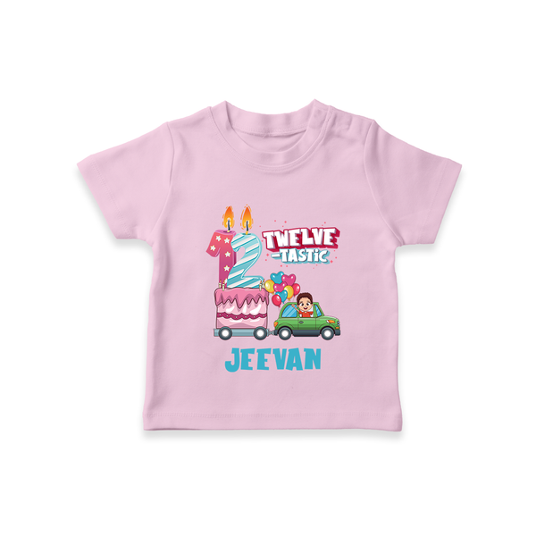 12th Birthday T Shirt for Kids | Name Printed T Shirt - BABY PINK - 0-5 Months Old (Chest 17")